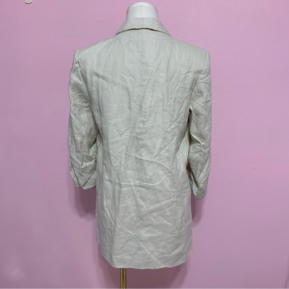 ZARA Cream Linen Open Blazer With 3/4 Sleeves XS - Picture 3 of 13